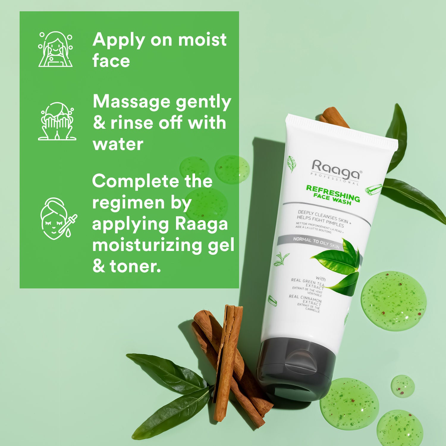 Refreshing Face Wash, Salicylic Acid & Green Tea Extract For Normal To Oily Skin