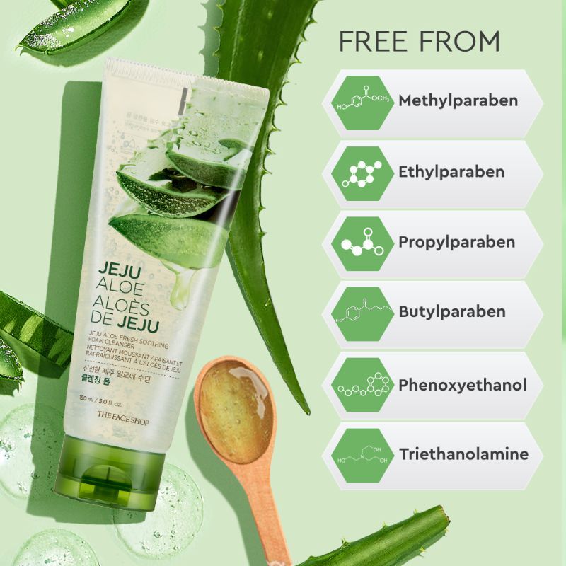 Jeju Aloe Fresh Soothing Foam Cleanser, Gel To Foam Hydrating & Cooling Face Wash