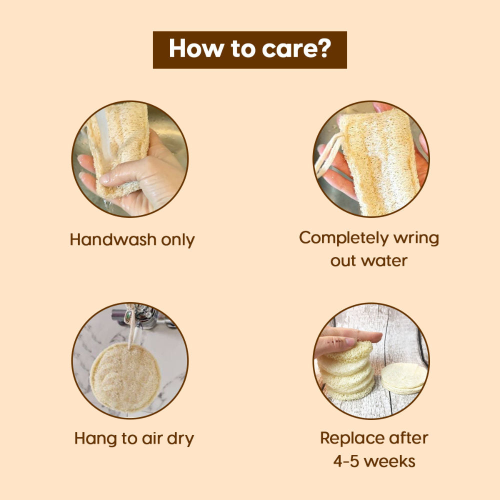 100% Natural Bath Loofah Body Scrubber Sponge Pad for Exfoliating & Dead Skin Removal