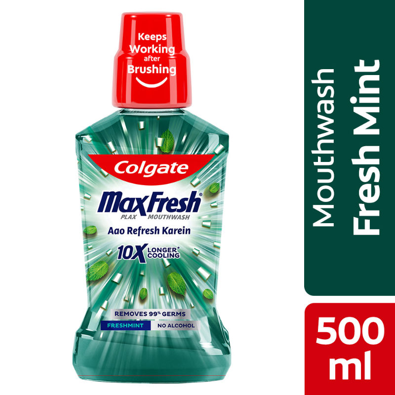Maxfresh Plax Antibacterial Mouthwash, Fresh Mint - 500ml