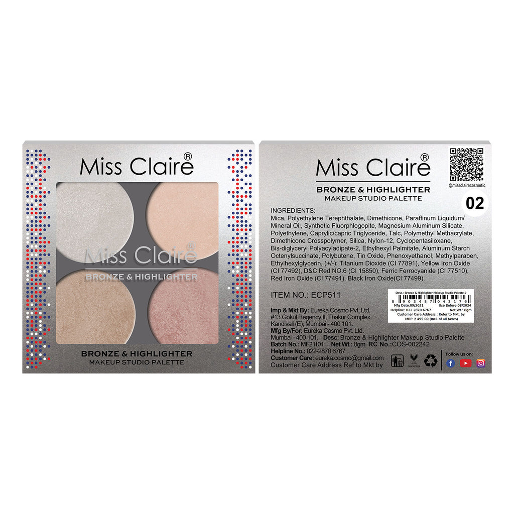 Bronze & Highlighter Makeup Studio Palette - 2