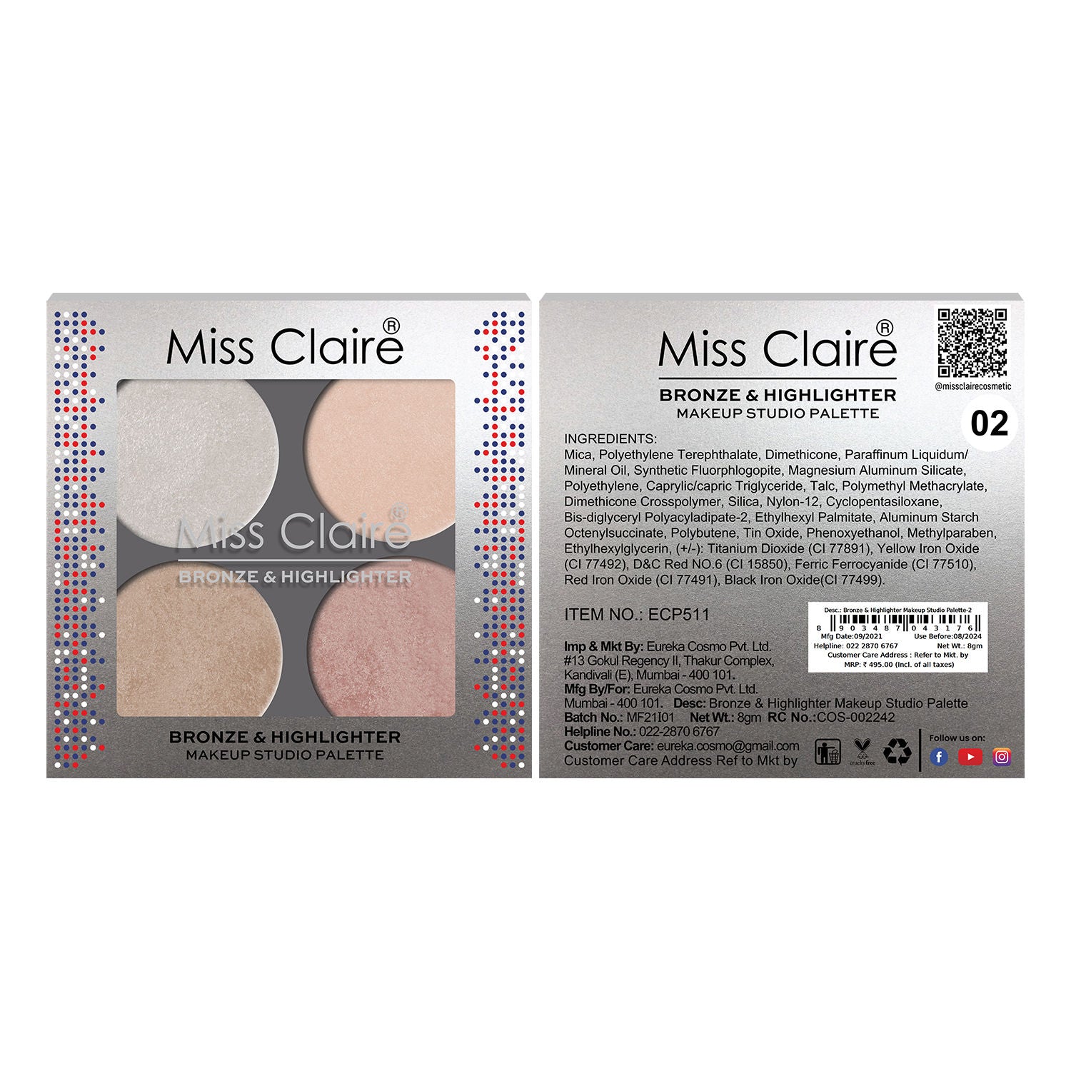 Bronze & Highlighter Makeup Studio Palette - 2