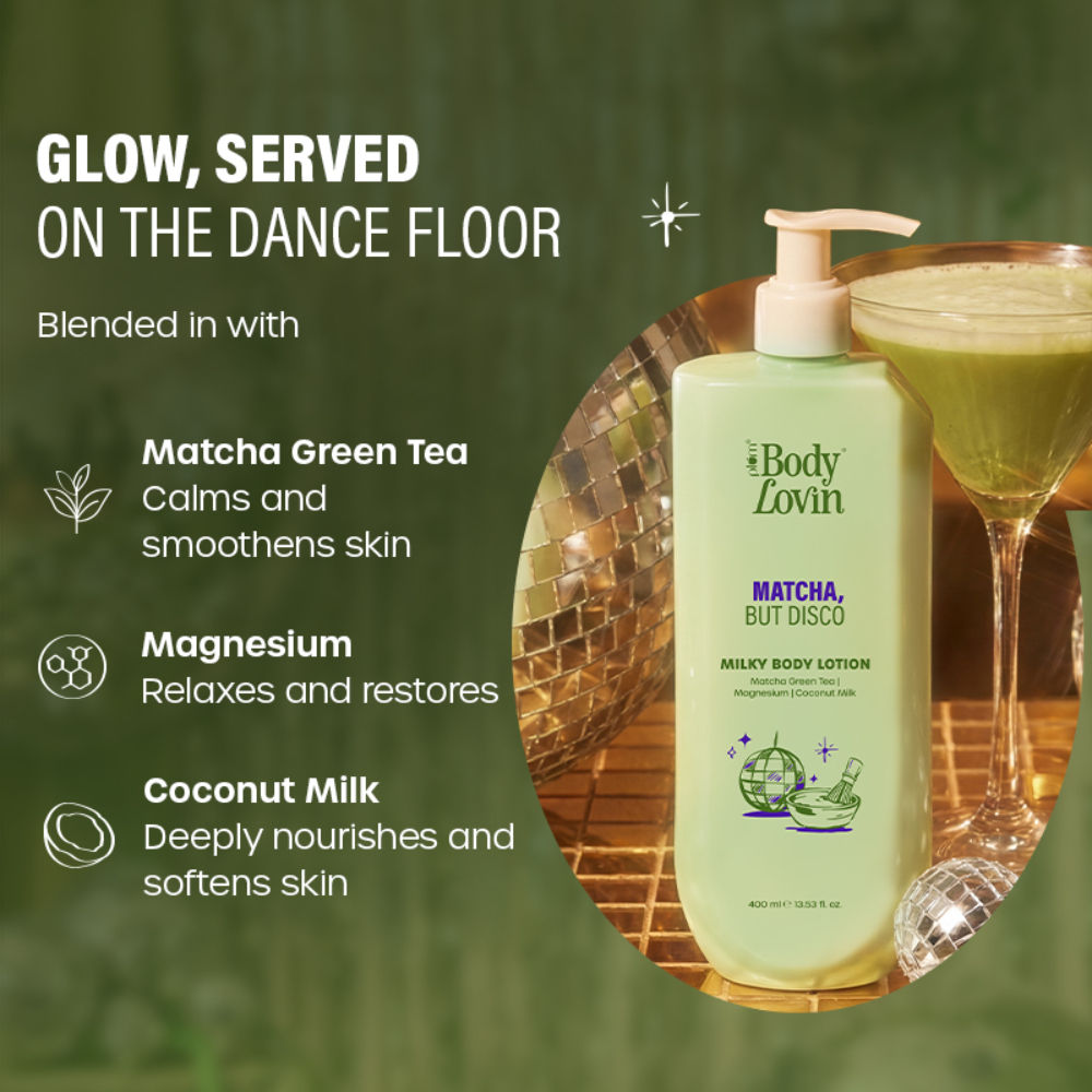 BodyLovin’ Matcha, But Disco Milky Body Lotion, Calming Smoothening, Lactonic Matcha Fragrance