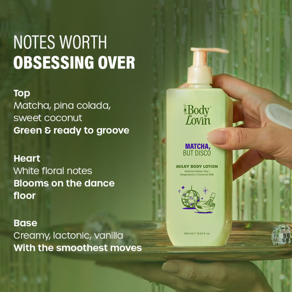 BodyLovin’ Matcha, But Disco Milky Body Lotion, Calming Smoothening, Lactonic Matcha Fragrance