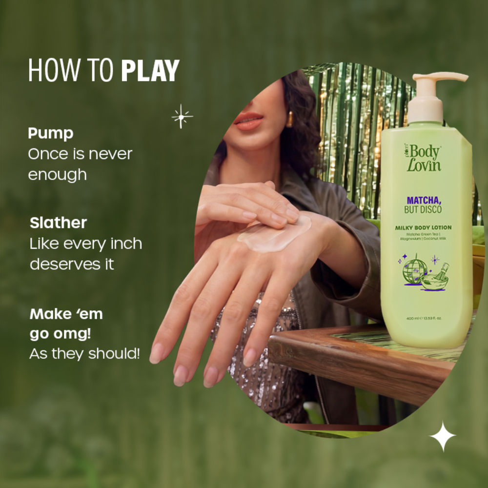 BodyLovin’ Matcha, But Disco Milky Body Lotion, Calming Smoothening, Lactonic Matcha Fragrance