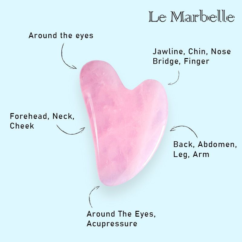 Rose Quartz Gua Sha Stone Face Massager For Face, Neck Glow & Skin Brightening