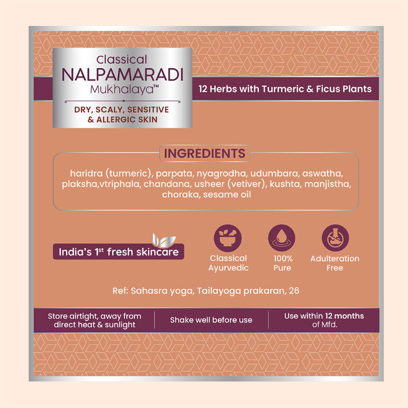 Taila-Paka Nalpamardi Skin Brightening Treatment Face Oil, Tailam For Dry & Allergic Skin