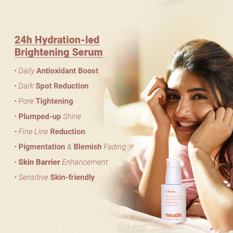 Neude 20% Vitamin C Serum - Glutathione+Red Algae+Kakadu Plum, C-Bionic Super Serum for Skin Brightening