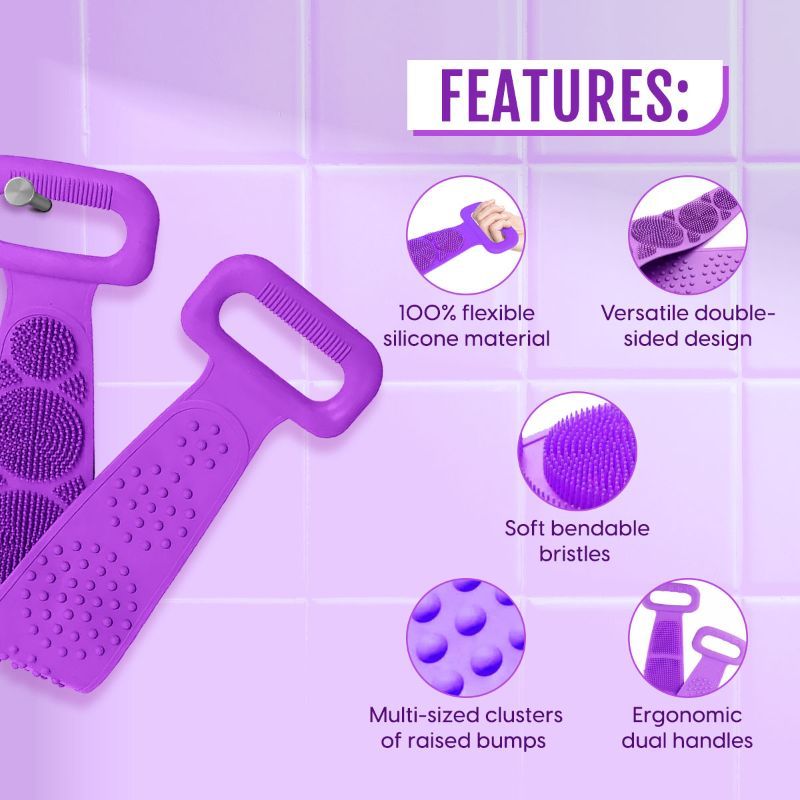 Professional Silicone Body Back Scrubber Belt Exfoliating Bath Brush