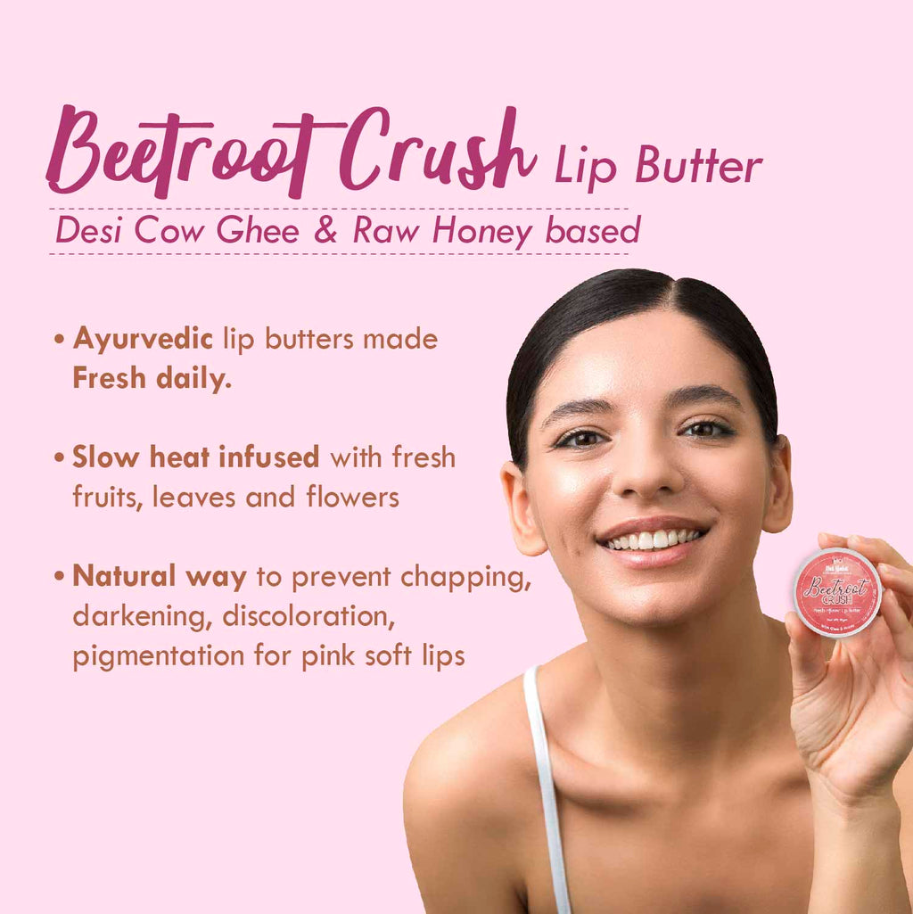 Beetroot Lip Butter With Desi Ghee & Honey Lip Balm For Natural Pink Lips, Lip Moisturizer