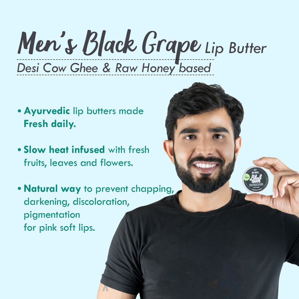 Desi Ghee & Honey Lip Butter, Non Tinted Black Grape Lip Balm For Men, Dark Lip Lightening