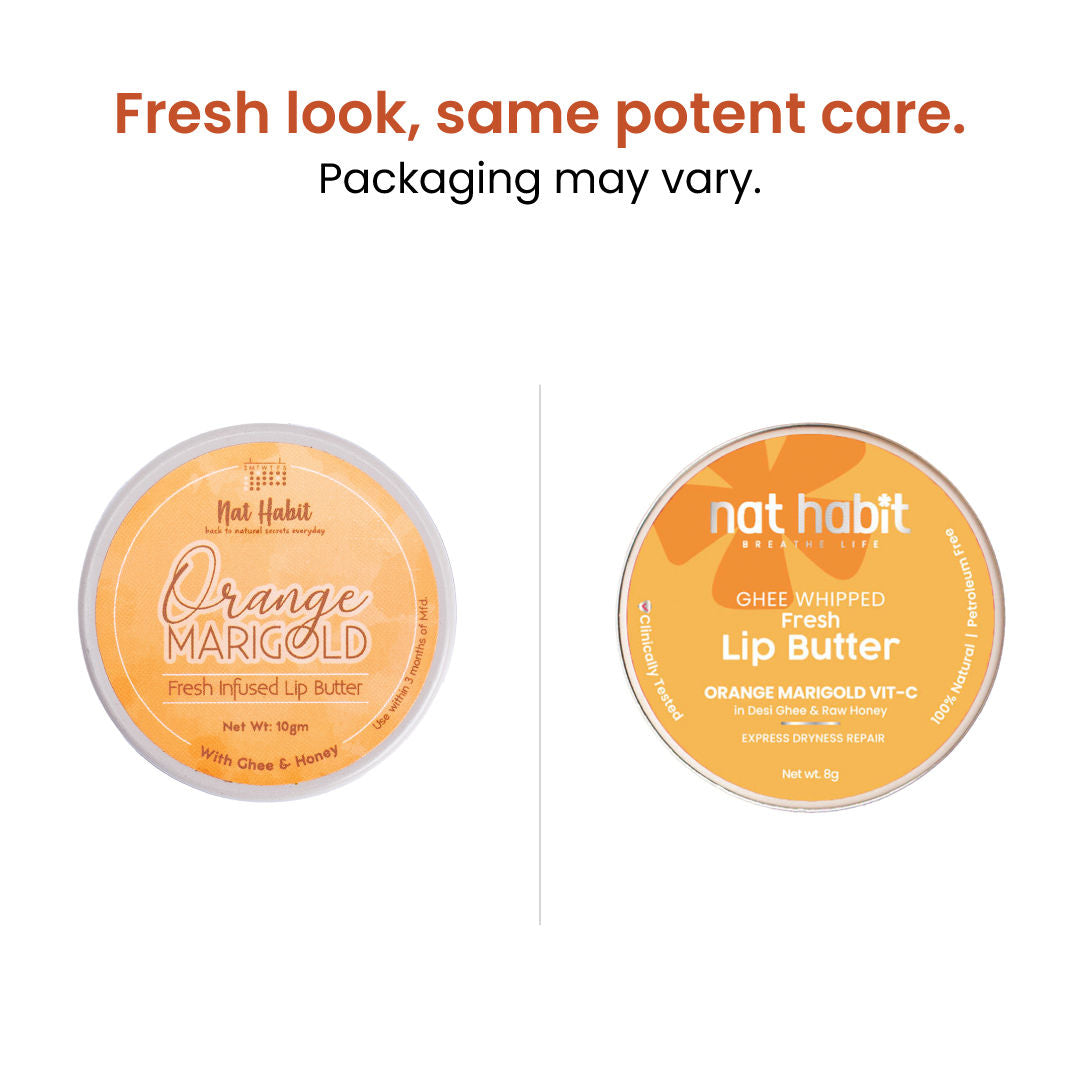 Desi Ghee & Honey Lip Balm, Orange Marigold Lip Butter For Lip Pigmentation & Chapped Lips