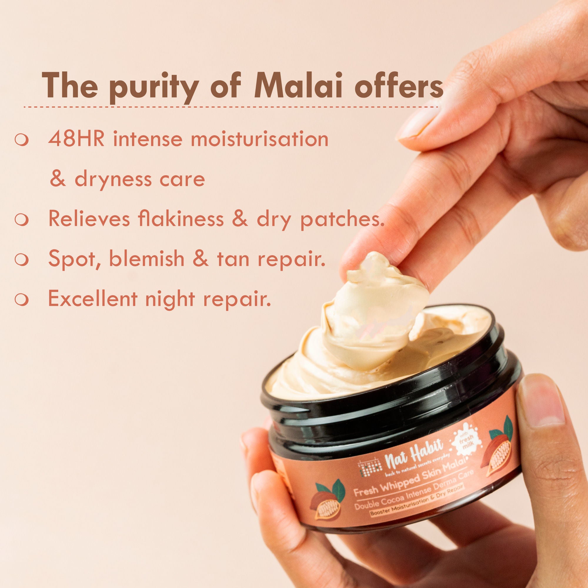 Double Cocoa Whipped Skin Malai Body Butter for Extreme Dryness 48 HR Moisture