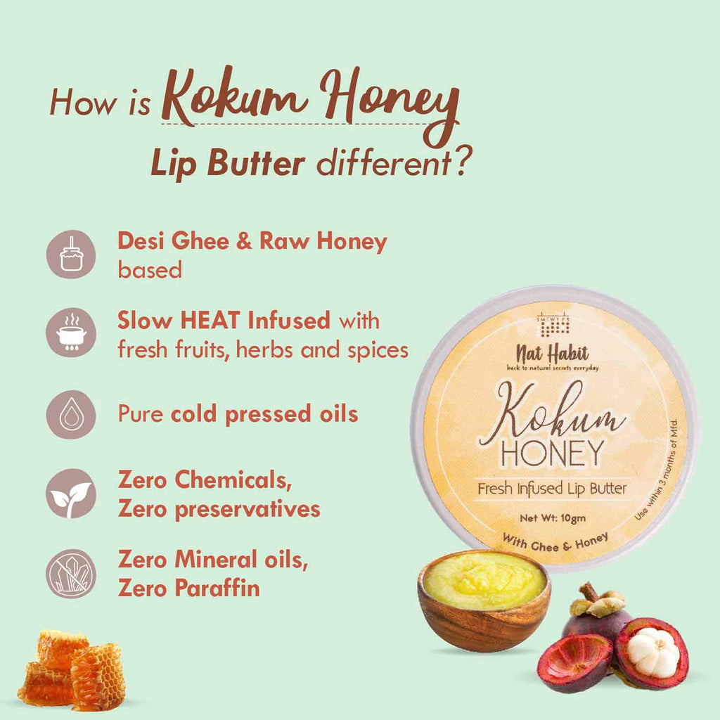 Desi Ghee & Honey Lip Balm- Kokum Honey Lip Butter For Lip Pigmentation & Lip Lightening