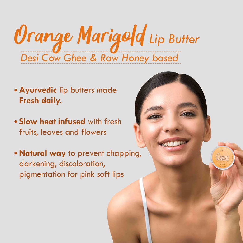 Desi Ghee & Honey Lip Balm- Orange Marigold Lip Butter For Lip Pigmentation & Chapped Lips
