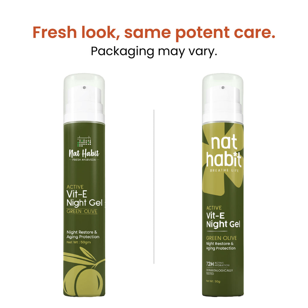 Active Olive Night Vitamin E Face Gel Moisturiser For Anti-Aging & Collagen Boost