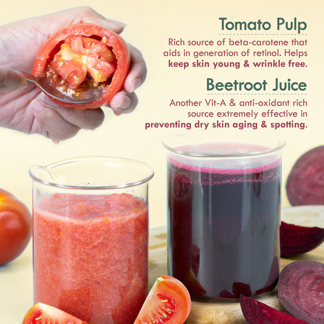 Active Beetroot Tomato Vitamin A Face Gel Moisturiser For Dry Skin Care & Collagen Boost