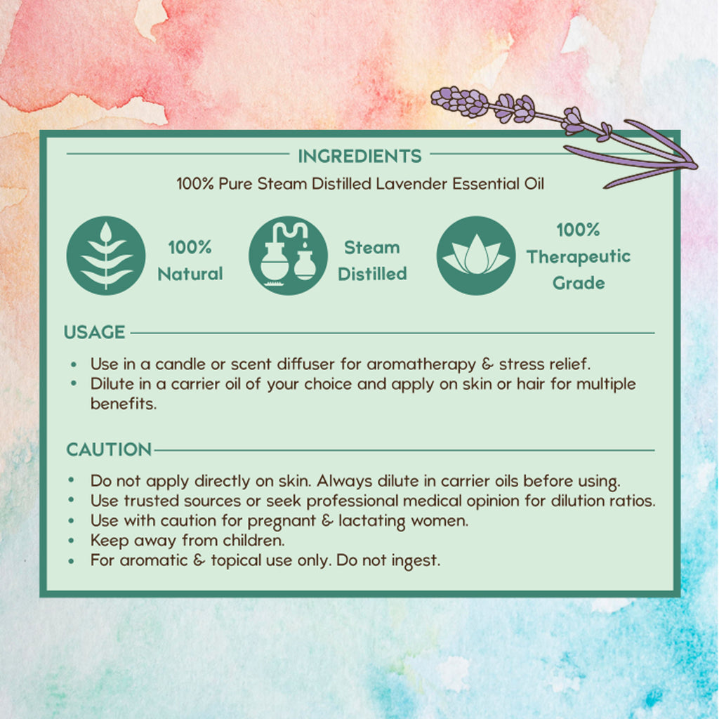 Lavender Essential Oil for Healthy Hair Growth, Skin, Good Sleep, Undiluted & 100% Pure