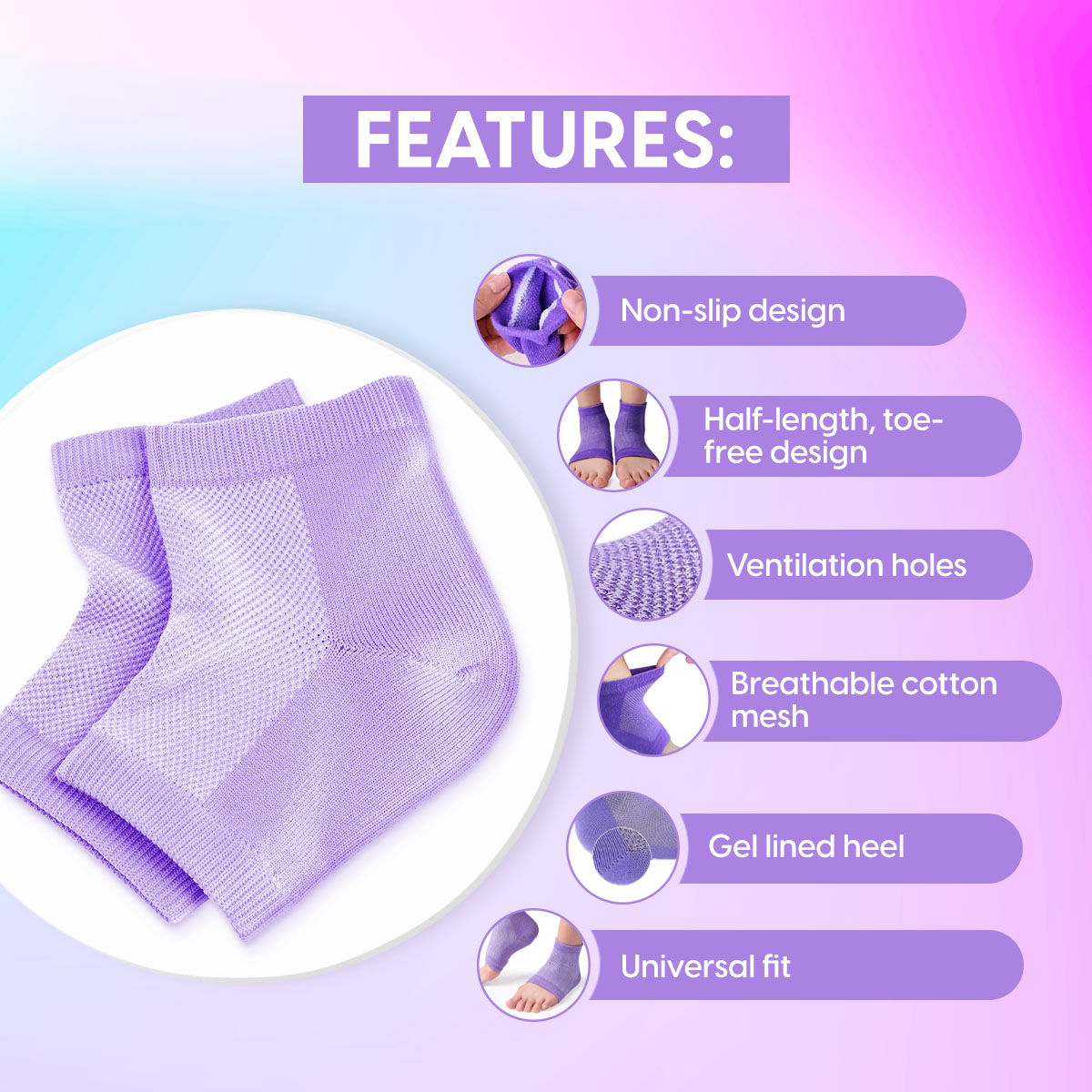 Foot Cream for Cracked Heels & Dry Feet with Moisturising Silicone Cotton Socks Callus Repair