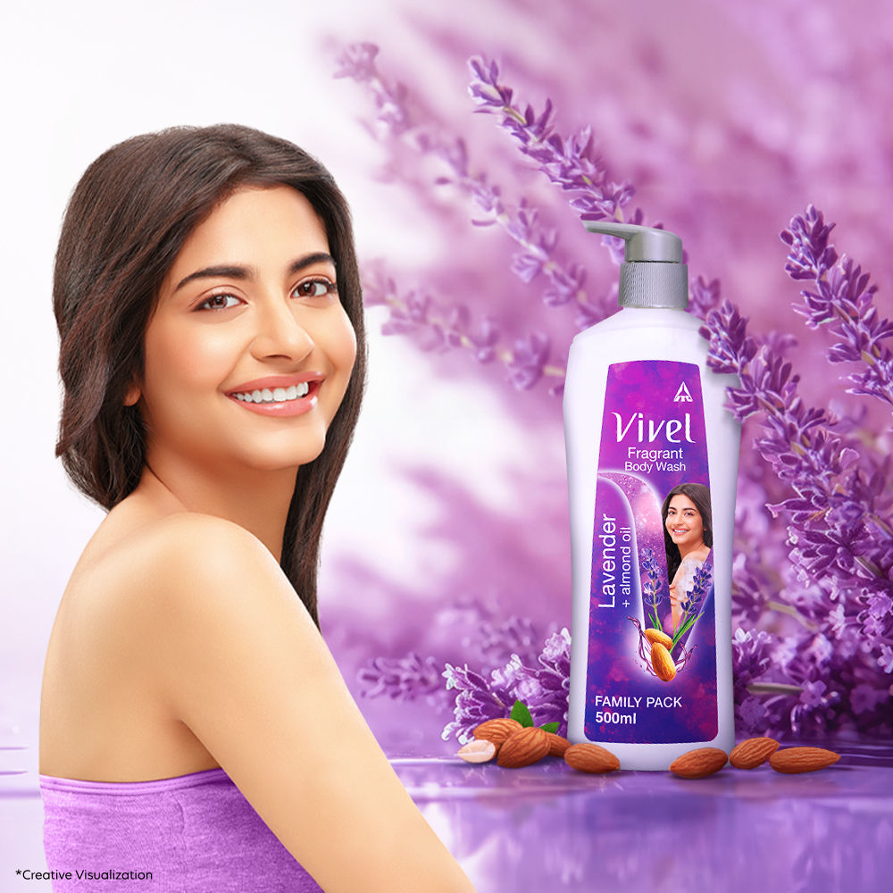 Moisturizing Fragrant Body Wash Lavender & Almond Oil Pump Bottle Shower Gel