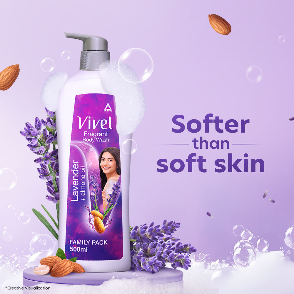 Moisturizing Fragrant Body Wash Lavender & Almond Oil Pump Bottle Shower Gel