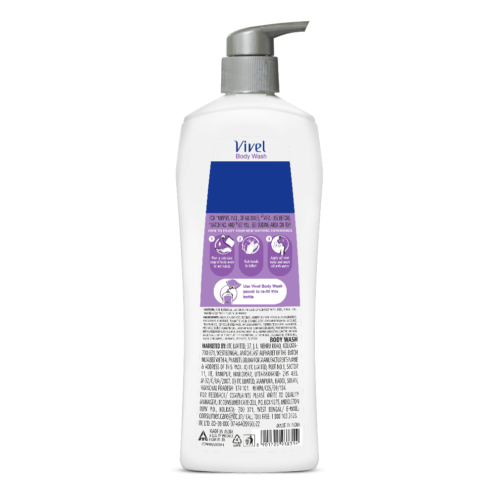 Moisturizing Fragrant Body Wash Lavender & Almond Oil Pump Bottle Shower Gel