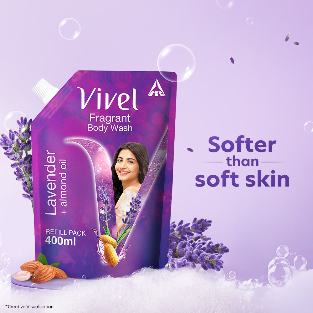 Fragrant Body Wash Lavender & Almond Oil Moisturizing Shower Gel Supersaver Refill Pack