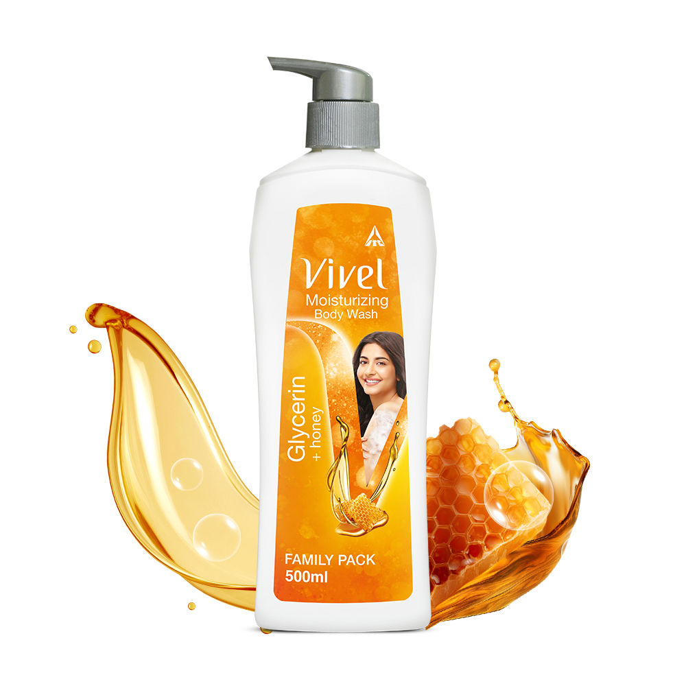 Moisturizing Body Wash Glycerin & Honey Pump Bottle Shower Gel for Soft Glowing Skin