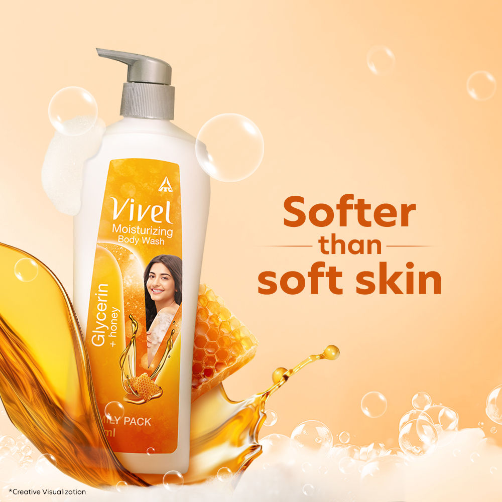 Moisturizing Body Wash Glycerin & Honey Pump Bottle Shower Gel for Soft Glowing Skin