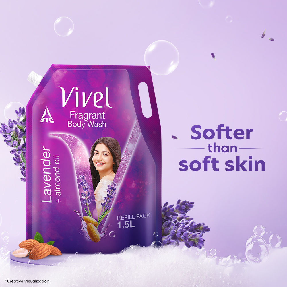 Fragrant Body Wash Lavender & Almond Oil Shower Gel Supersaver XL Refill Pouch