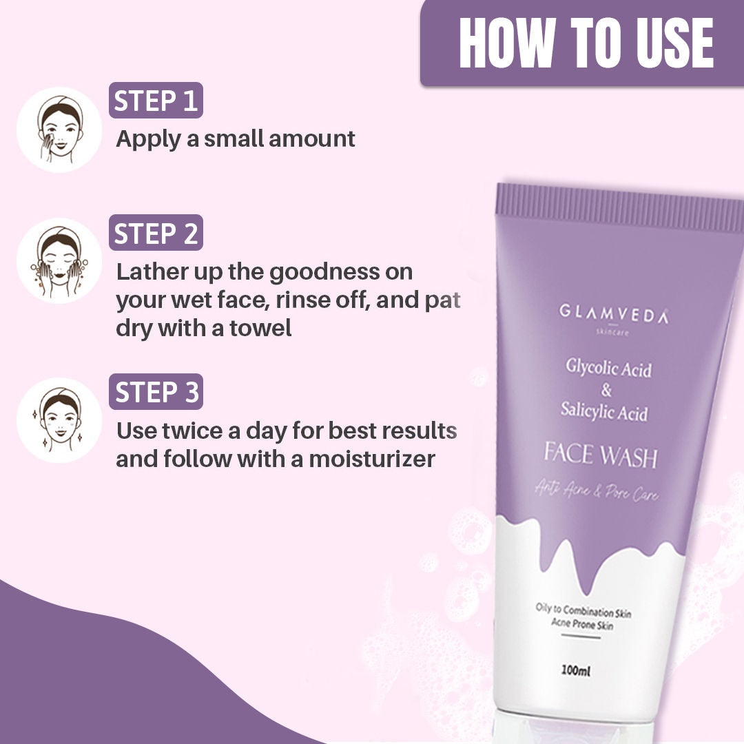 Glycolic Acid & Salicylic Acid Anti Acne & Pore Care Face Wash