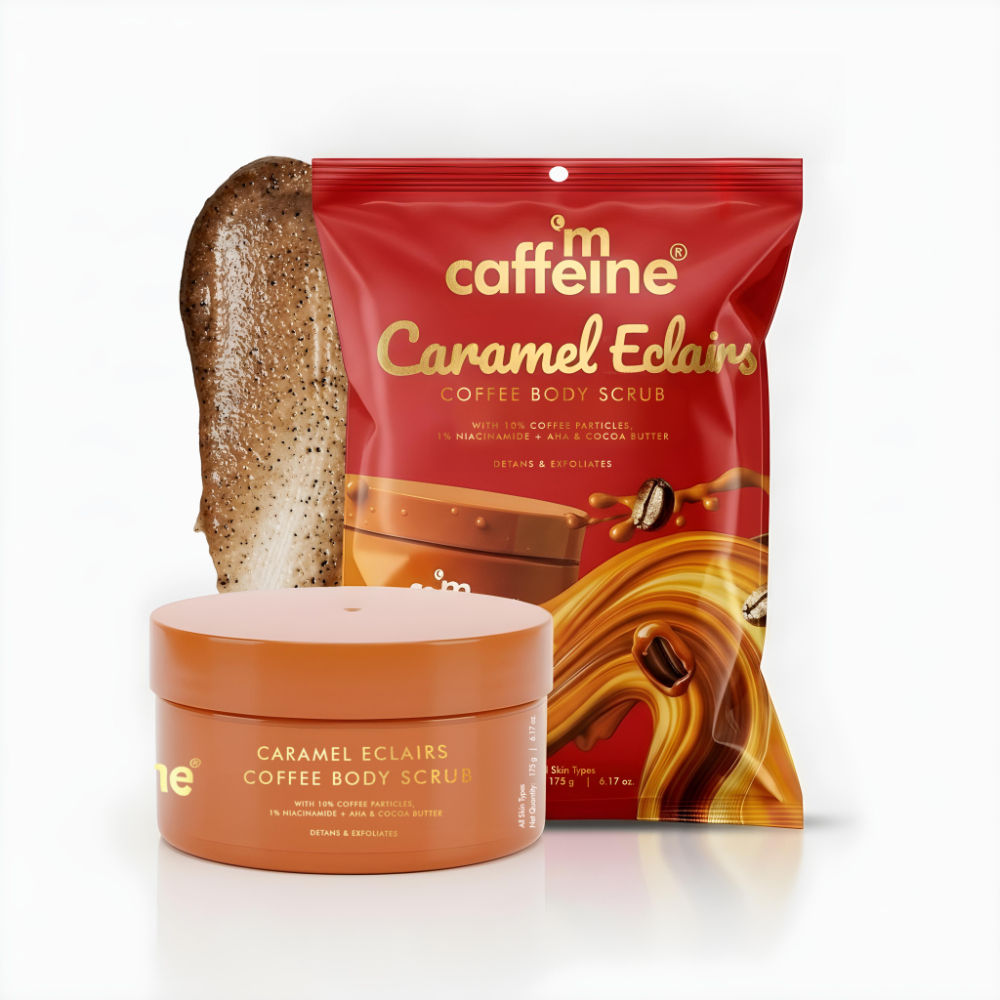 Caramel Eclairs Coffee Body Scrub, Smooth Skin & Reduces Tan, 10% Coffee Grounds & AHA