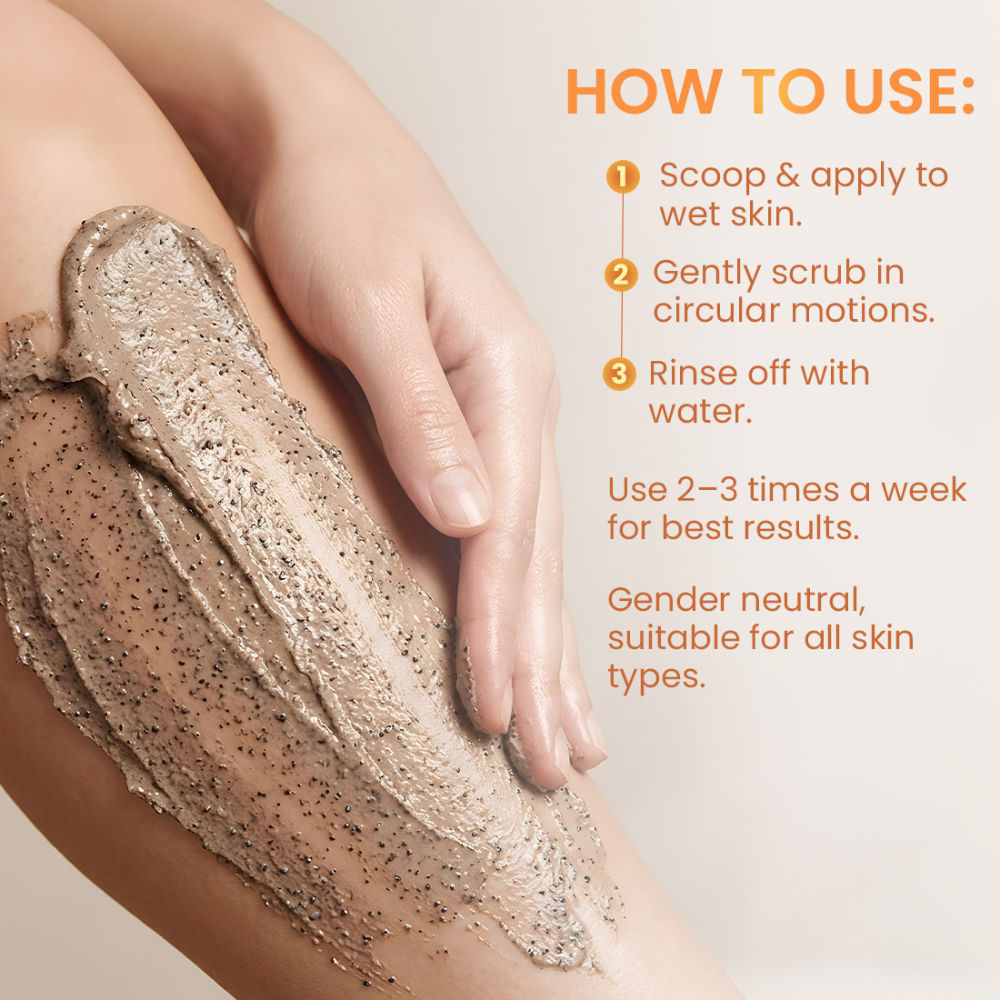 Caramel Eclairs Coffee Body Scrub, Smooth Skin & Reduces Tan, 10% Coffee Grounds & AHA