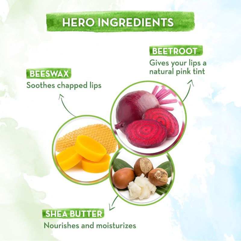 Beetroot Tinted Lip Balm with Beeswax for 12 Hour Moisturization