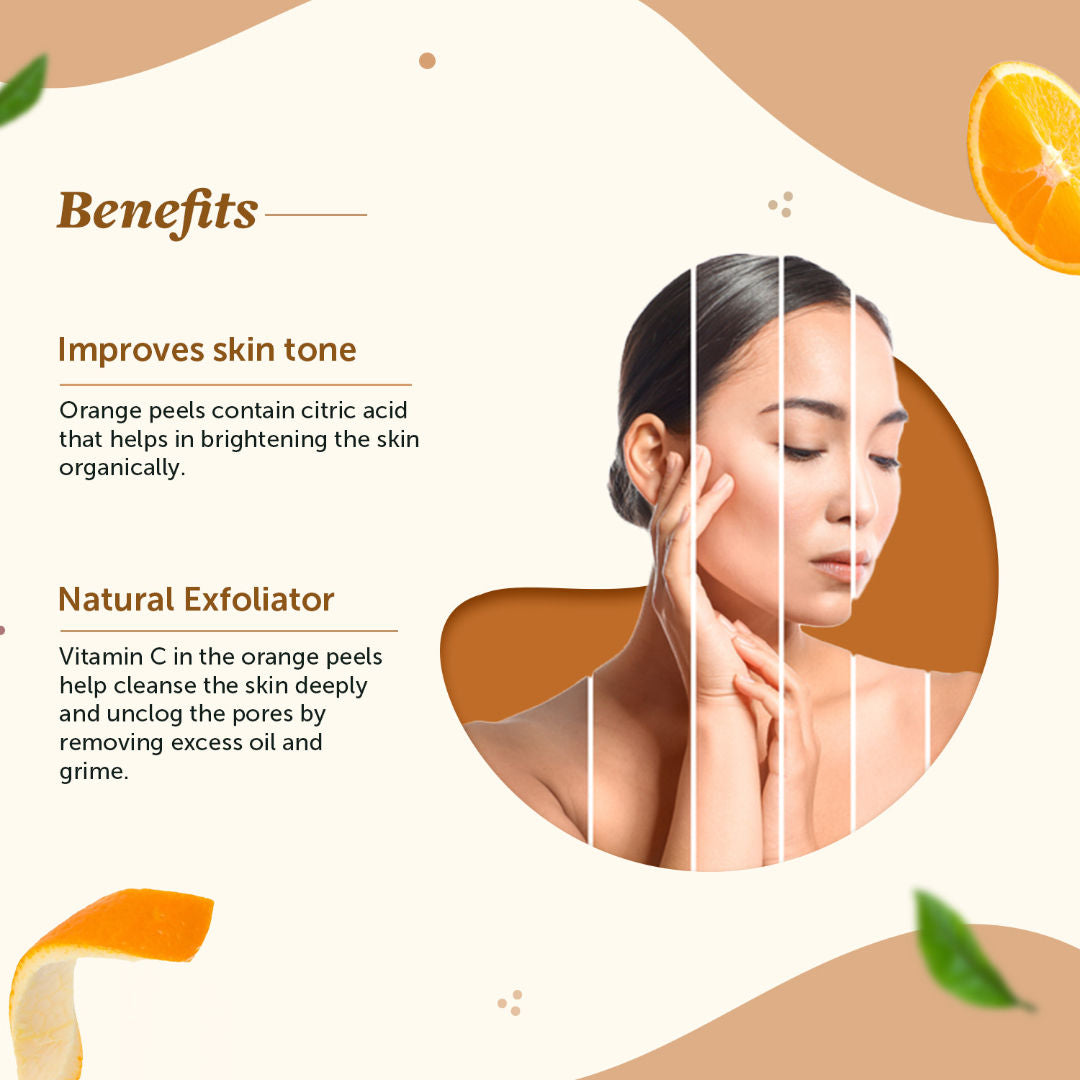 Orange Peel Powder to Improve Skin Tone with No Artificial Colour and Additives