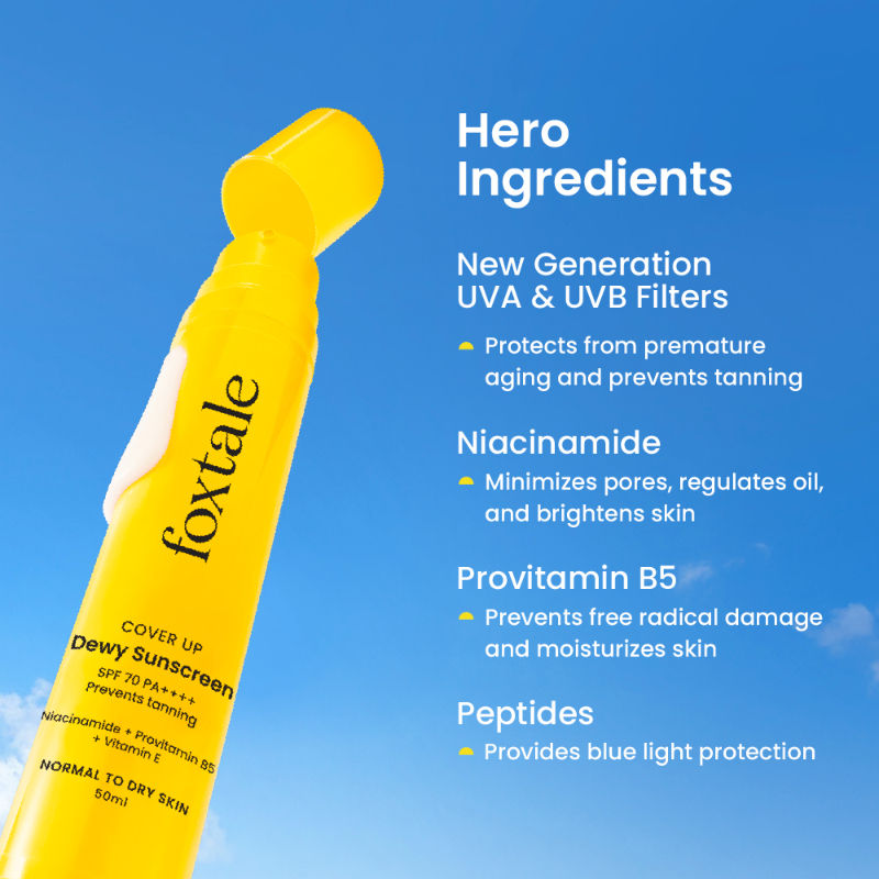 Dewy Sunscreen SPF 70 PA++++ With Niacinamide + Provitamin B5 + Vitamin E