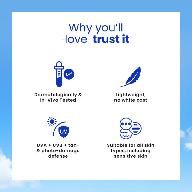 Dewy Sunscreen SPF 70 PA++++ With Niacinamide + Provitamin B5 + Vitamin E