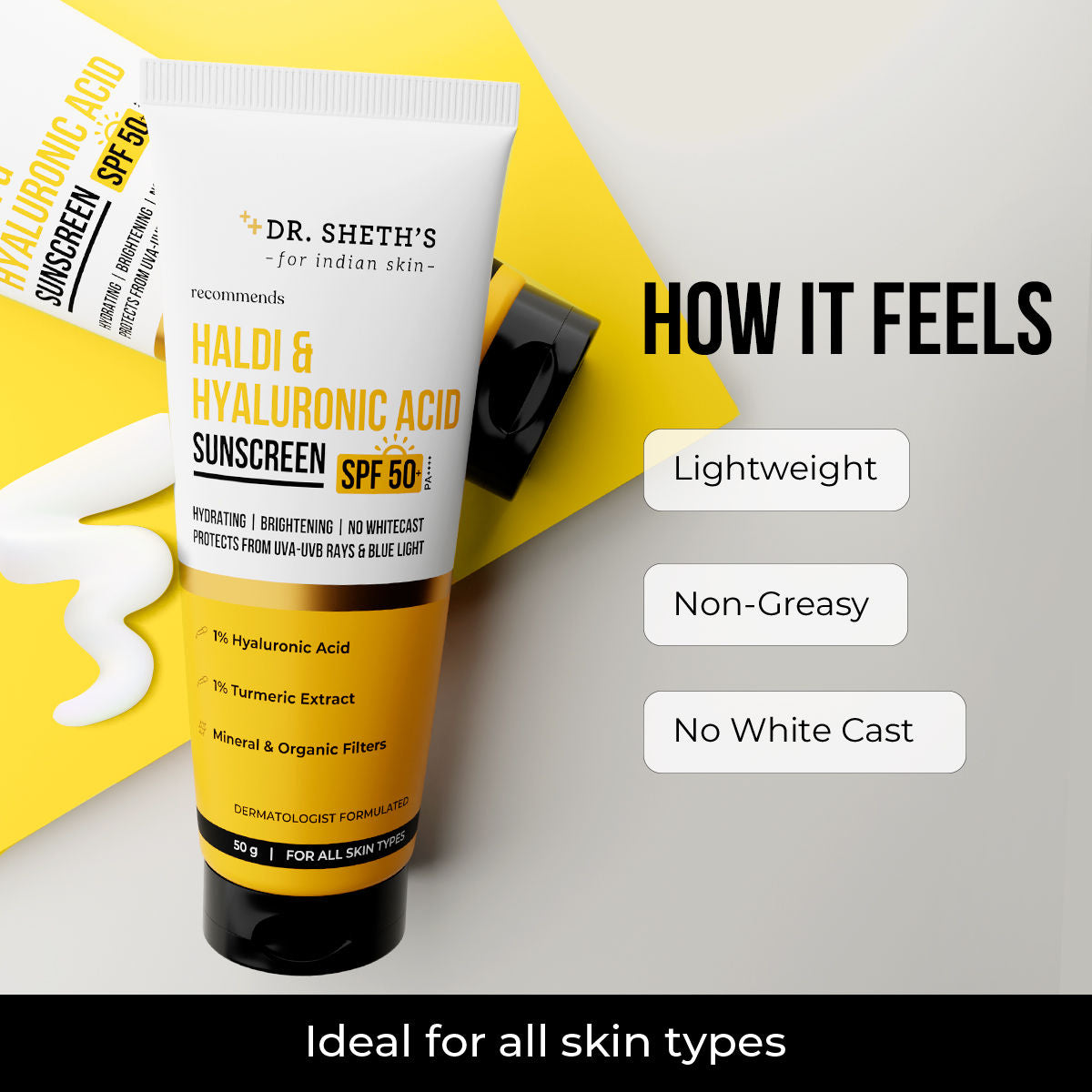 Haldi & Hyaluronic Acid Sunscreen Spf 50+ Pa+++ For All Skin Type