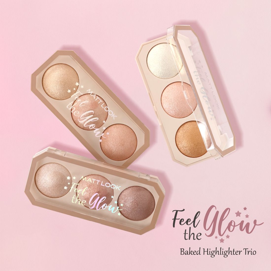 Feel The Glow Baked Shimmer Highlighter Trio Palette
