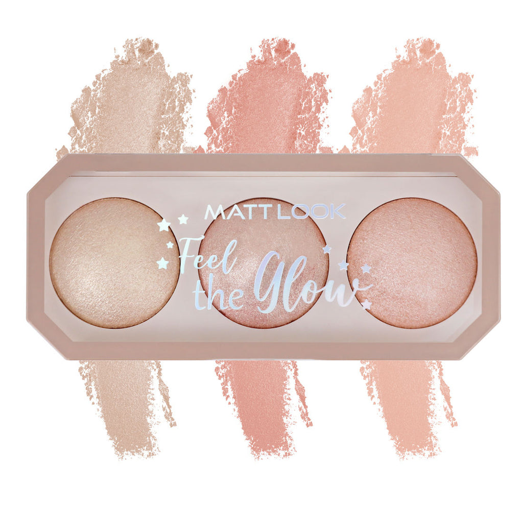Feel The Glow Baked Shimmer Highlighter Trio Palette - 03 Super Vibes