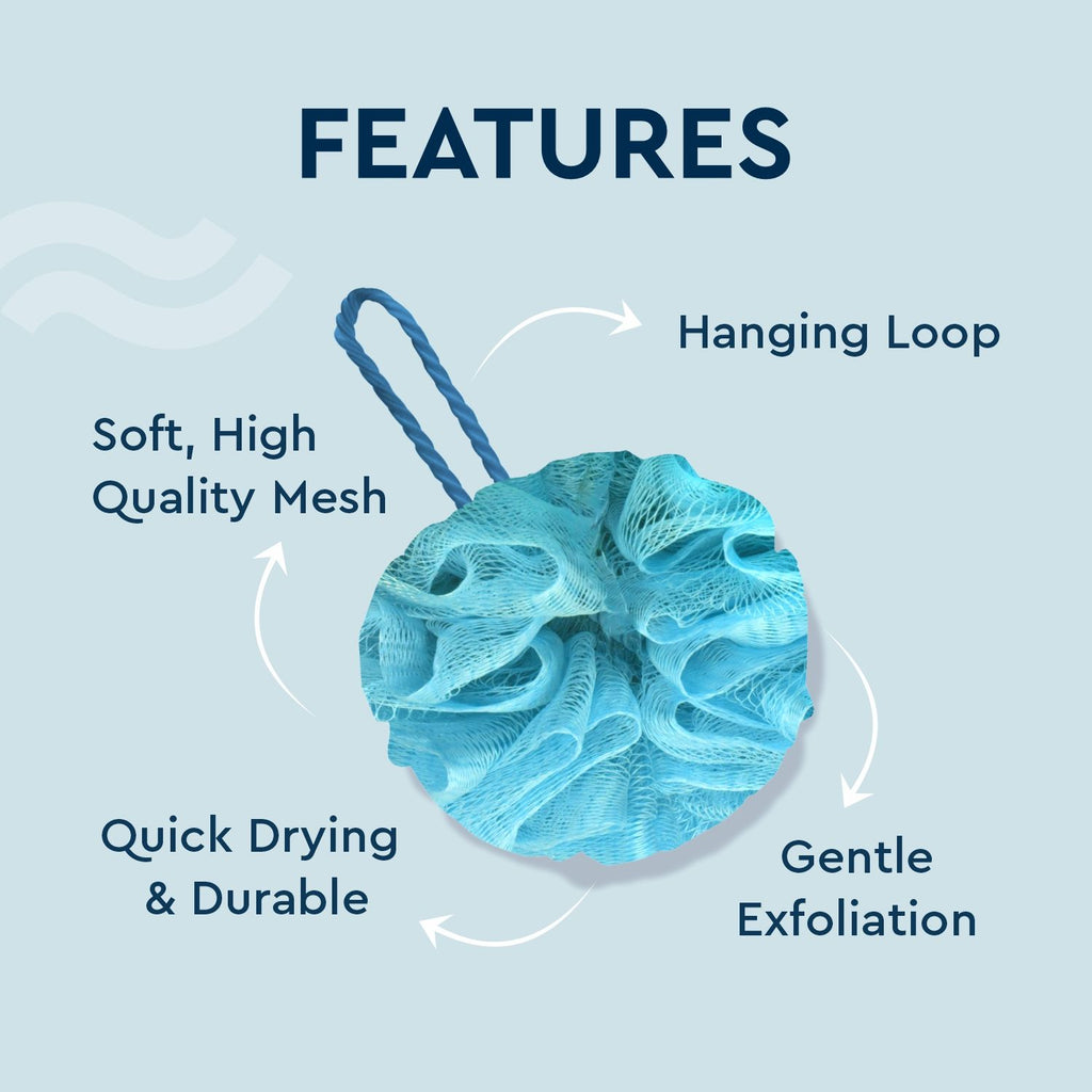 Luxe Gently Exfoliating Bath Sponge Round Loofah For Women & Men - Arctic