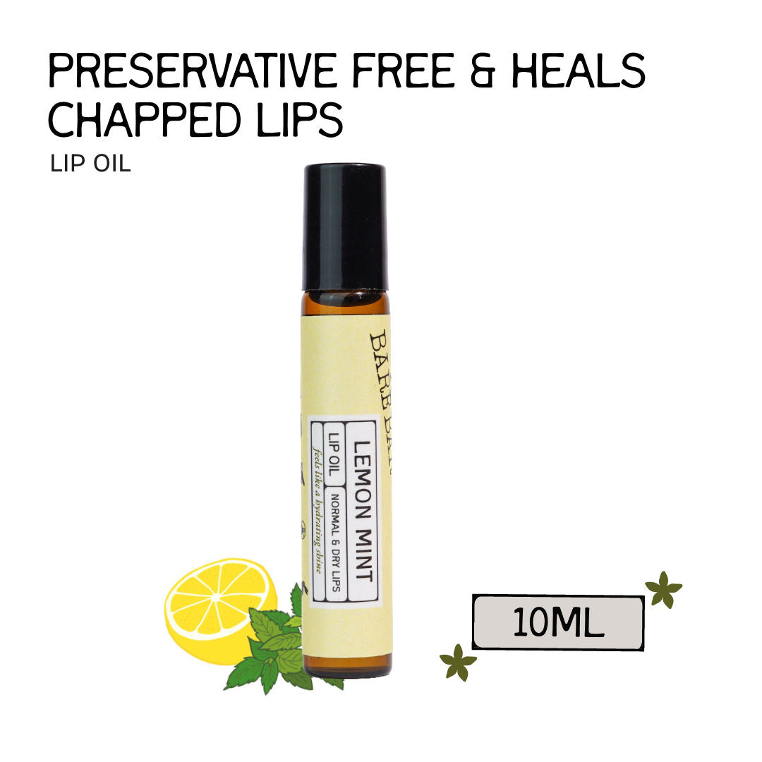 Lemon Mint Lip Oil - Cooling, Refreshing Oils for Inflammation-Free Lips