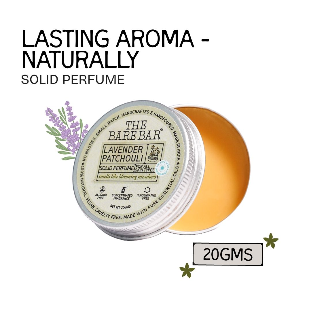 Lavender Patchouli Solid Perfume - Floral earthy solid perfume, soft scent - 20g