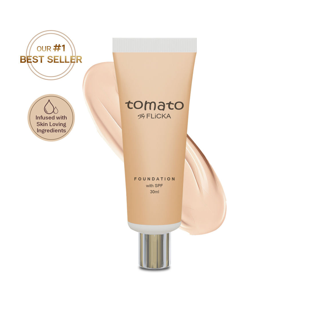 Tomato Liquid Foundation With Spf Long Lasting Lightweight All Skin Types - Ivory