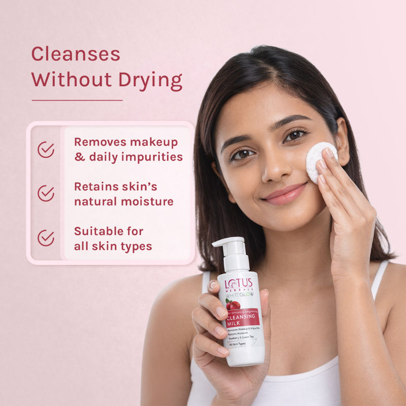 Whiteglow Skin Whitening & Brightening Cleansing Milk, Makeup Remover, All Skin Types