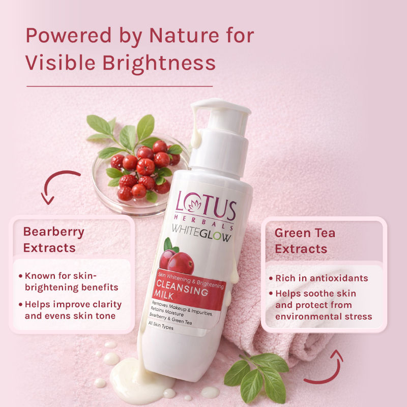 Whiteglow Skin Whitening & Brightening Cleansing Milk, Makeup Remover, All Skin Types