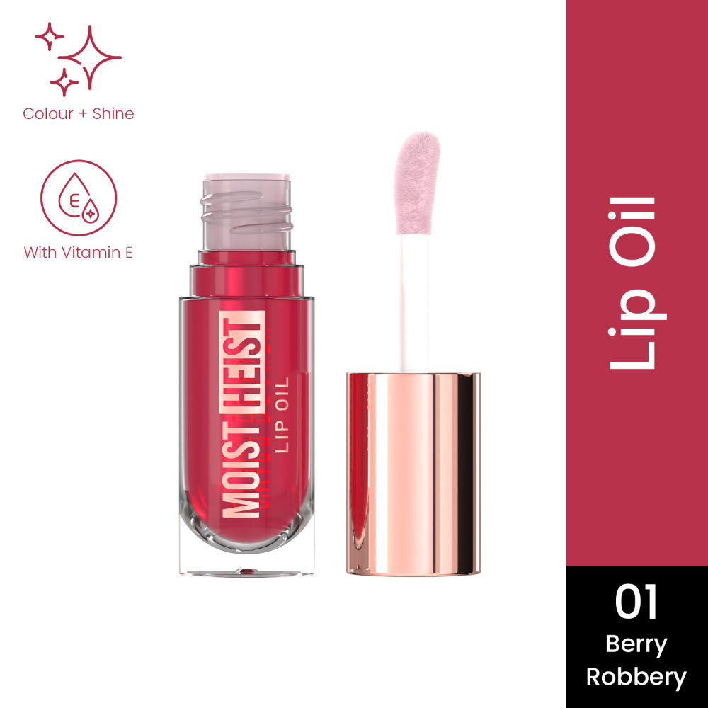 Moist Heist Lip Oil Colour-Changing With Vitamin E & Mint Oil - 1 Berry Robbery