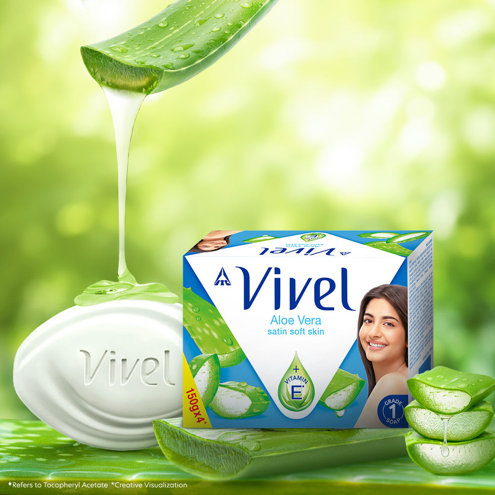 Aloe Vera Grade 1 Bathing Soap, Highest Soap Grade, 76% TFM, Vit E - 4 PCS