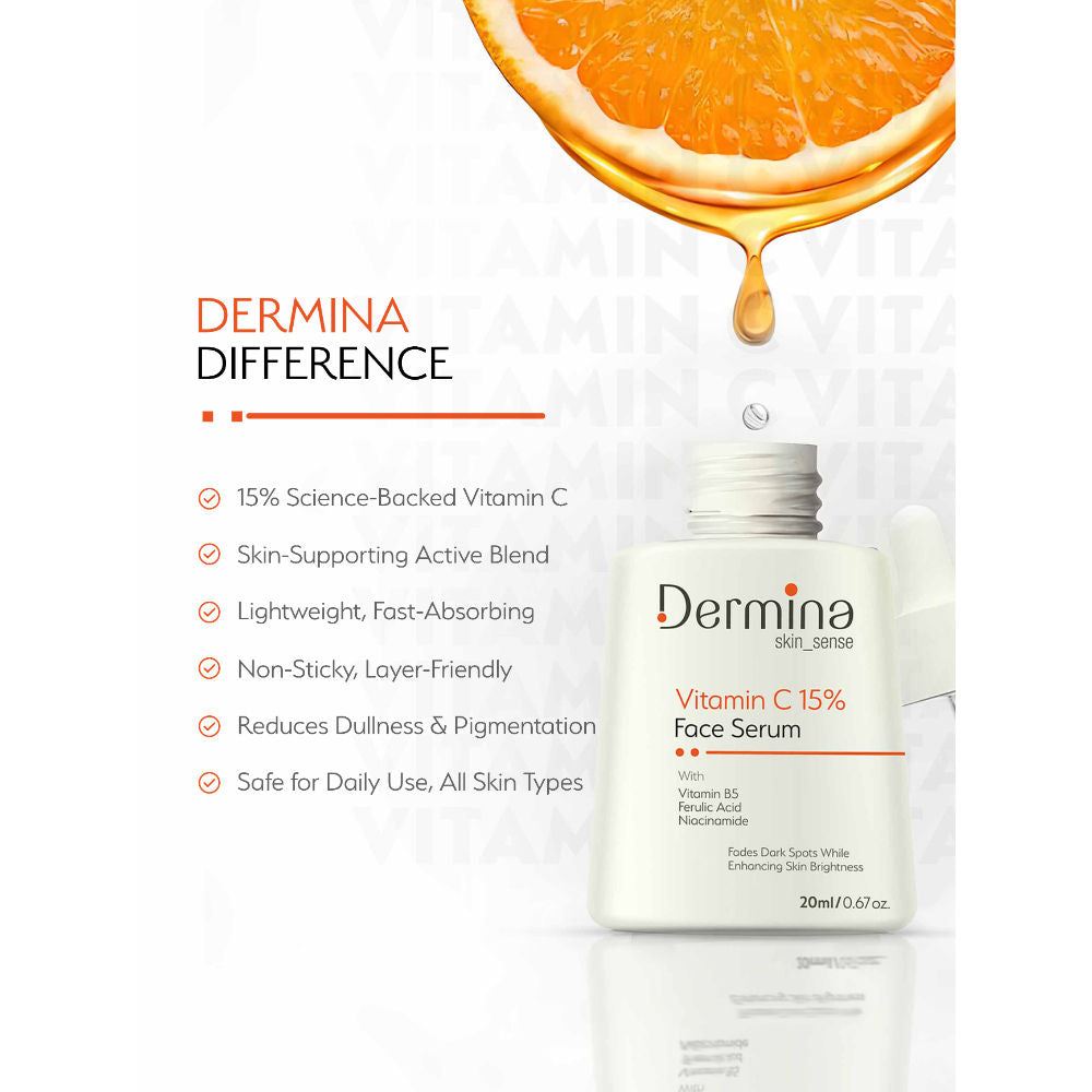 Vitamin C 15% Face Serum with Niacinamide, Vitamin B5 & Ferulic Acid