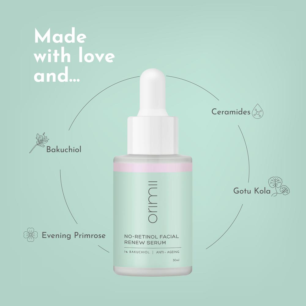 No Retinol Anti Ageing 1% Bakuchiol Face Serum - Non Comedogenic, Pregnancy Safe